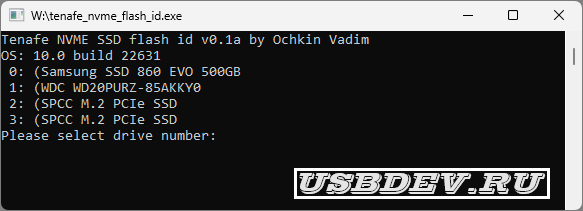 Tenafe NVME SSD flash id v0.11a – [USBDev.ru]